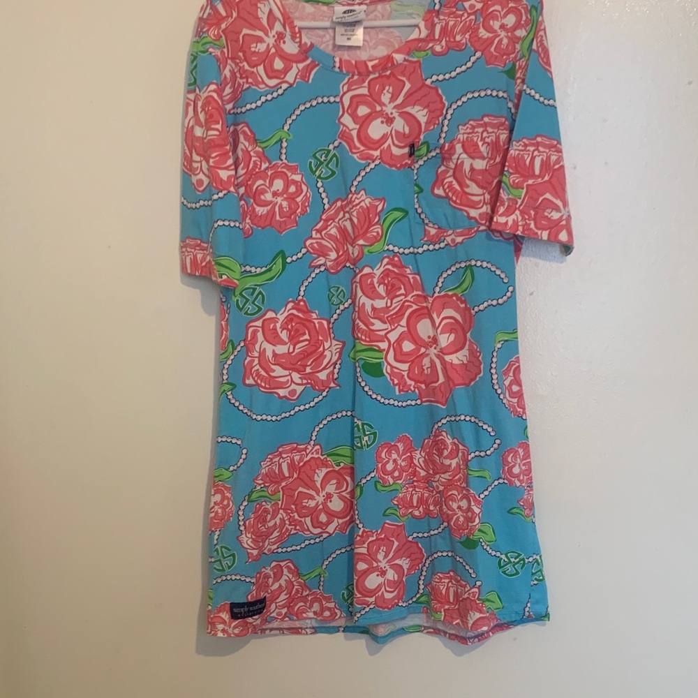 Simply Southern Pink and Blue Floral Top